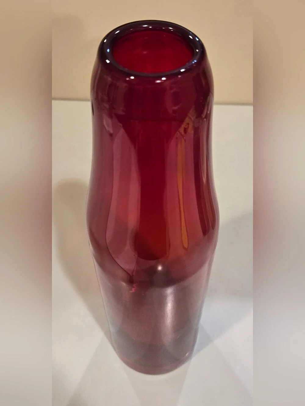Vintage Kosta Boda Decorative Tall Glass Vase - Deep Ruby Red
